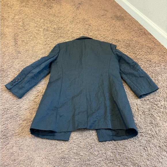 Elizabeth & James Blue Cotton Blend Long Line Blazer Jacket 3/4 Sleeves 8 - Picture 2 of 7